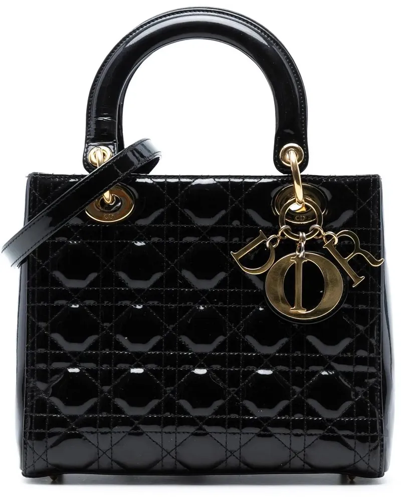 Dior Hobo Bags Medium Patent Cannage Lady Dior schwarz Schwarz