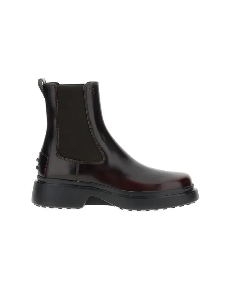 TOD'S Stiefel Burgundy Brown Ankle Boots With Elastic Sides braun Braun