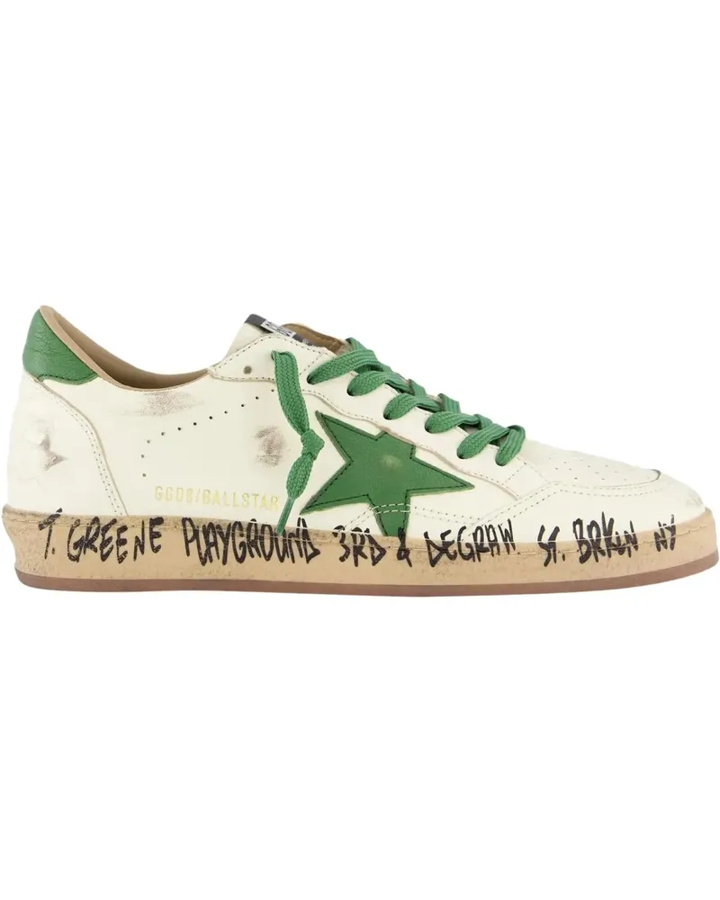 Golden Goose Low-Top Sneaker Heren Ball Star Sneaker Wit/Groen weiß Weiß