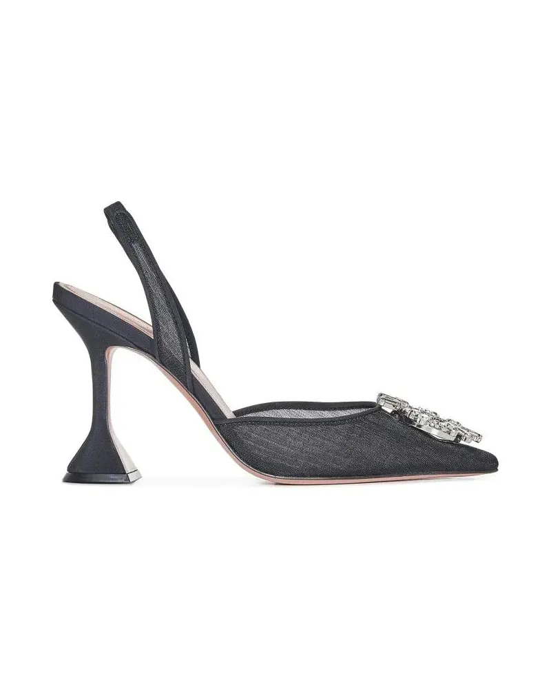 Amina Muaddi Hohe Schuhe Black Mesh Pumps With Starburst Brooch schwarz Schwarz