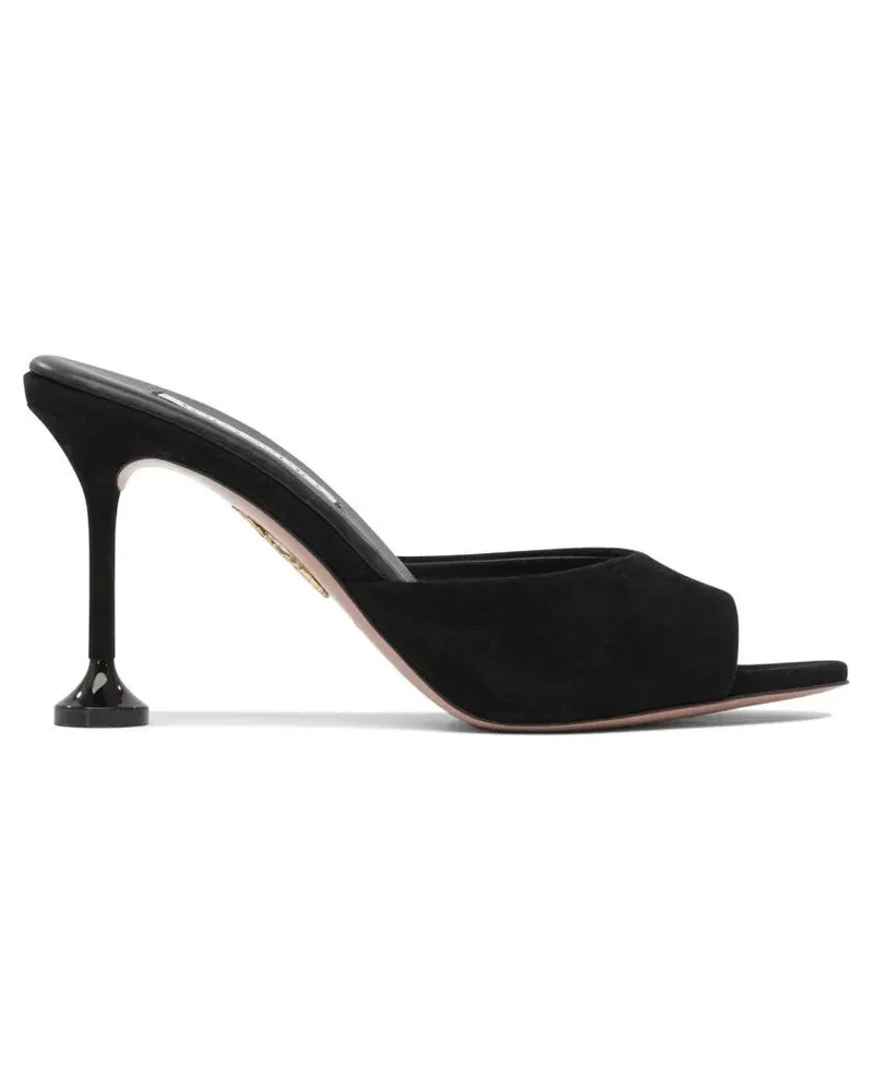 Aquazzura Hohe Schuhe Backless Heeled Shoes In Kid Suede schwarz Schwarz