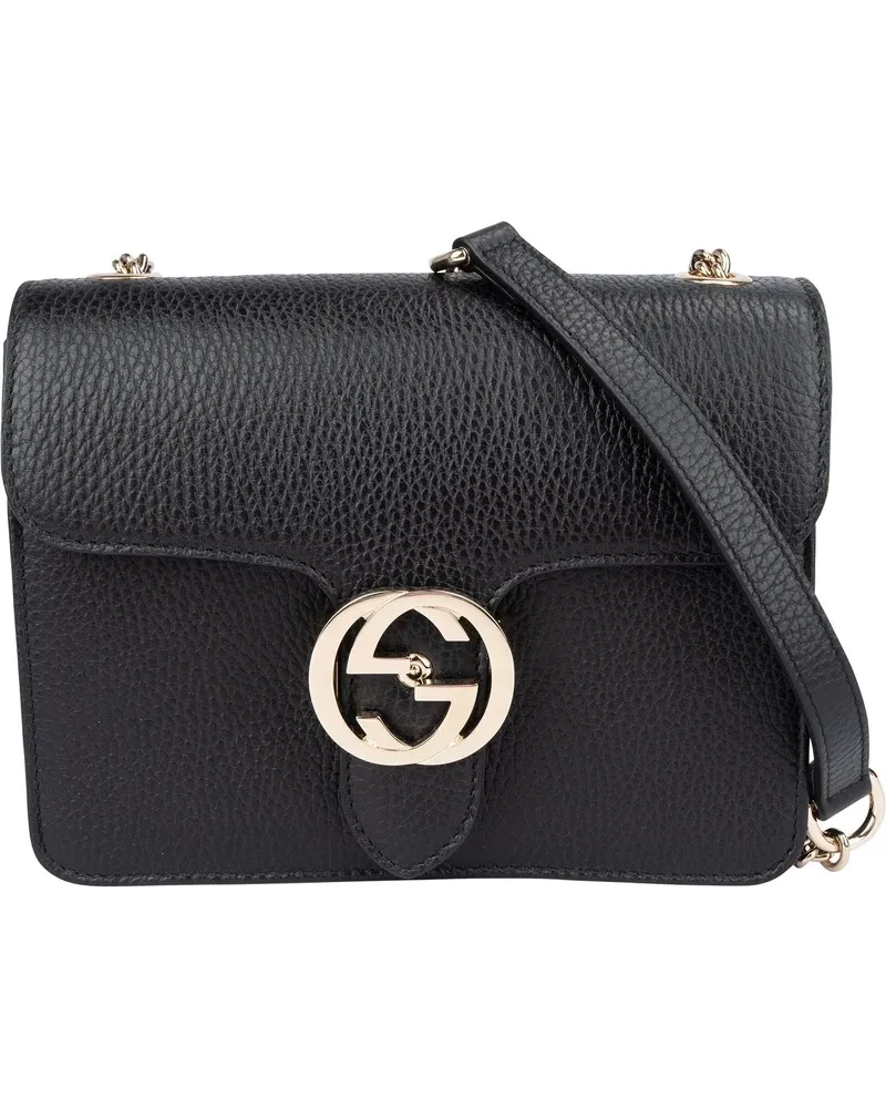 Gucci Crossbody Bags  Black Leather GG Interlocking Crossbody Bag schwarz Schwarz