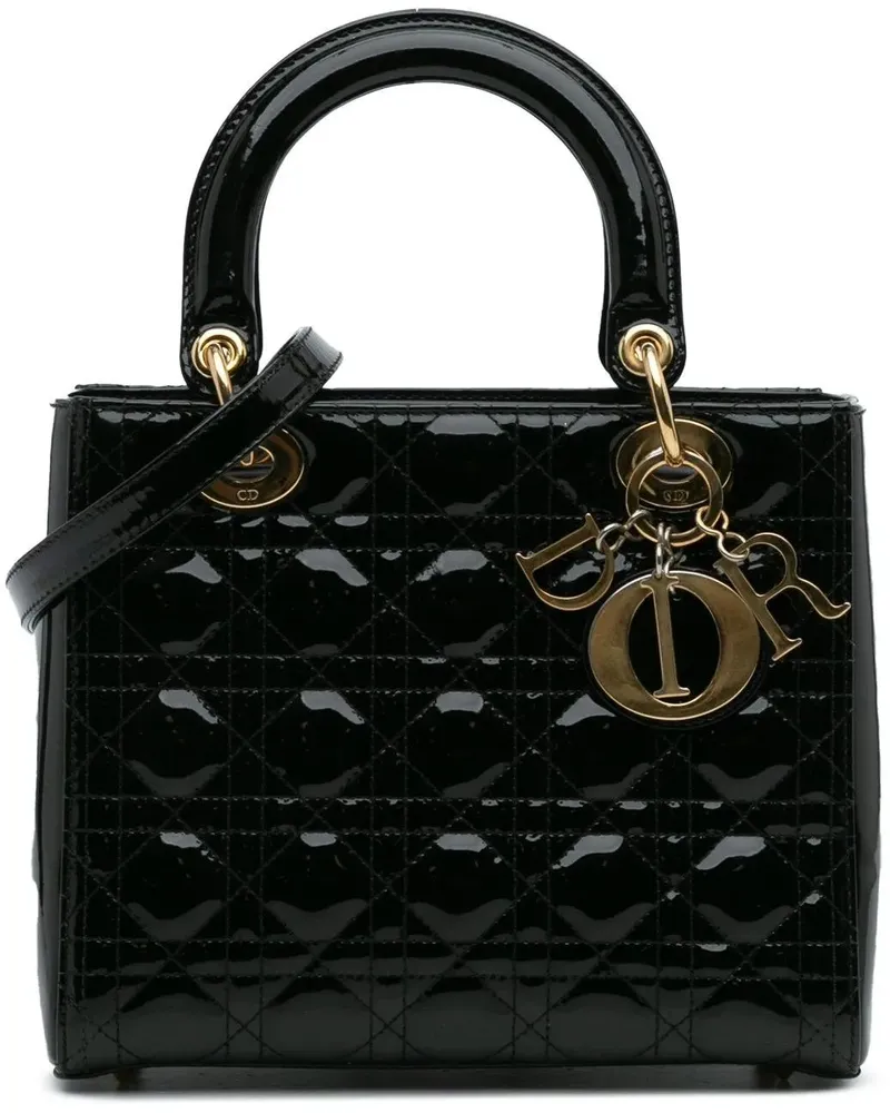 Dior Hobo Bags Medium Patent Cannage Lady Dior schwarz Schwarz