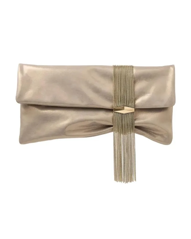Jimmy Choo Clutches Gold-Tone Crystal-Embellished Foldover Clutch goldfarben 