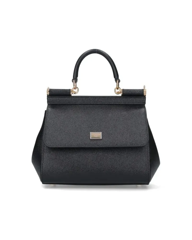 Dolce & Gabbana Crossbody Bags Medium Black Calfskin Sicily Handbag schwarz Schwarz