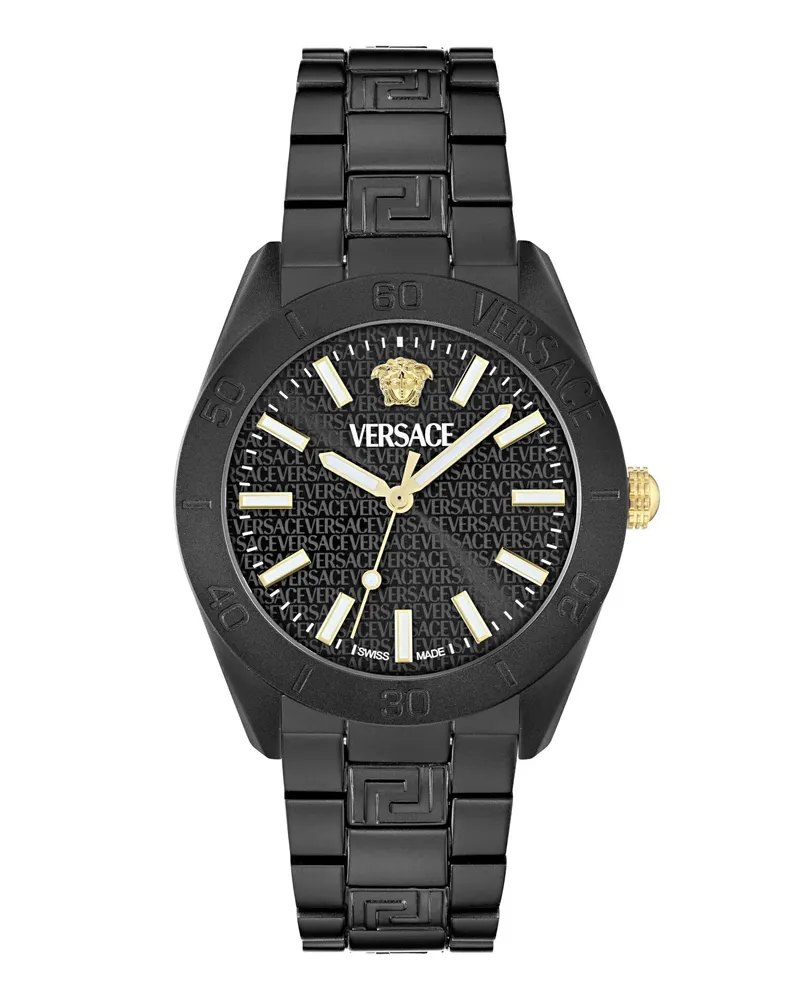 Versace Uhren Quarz Analog Uhr V-Dome Alluminium.timeles black Schwarz