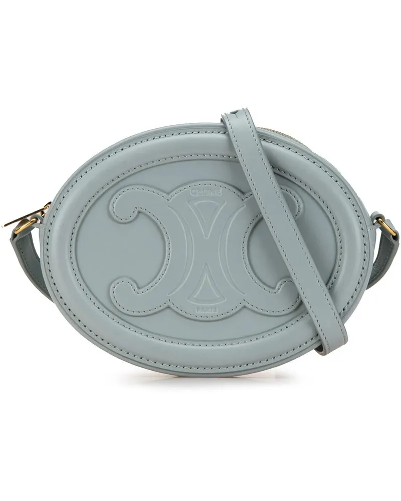 Celine Hobo Bags 2022 Small Calfskin Cuir Triomphe Oval Crossbody blau Blau