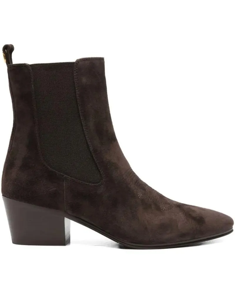 Twin-Set Stiefel Suede Ankle Boots With Metallic Accent schwarz Schwarz