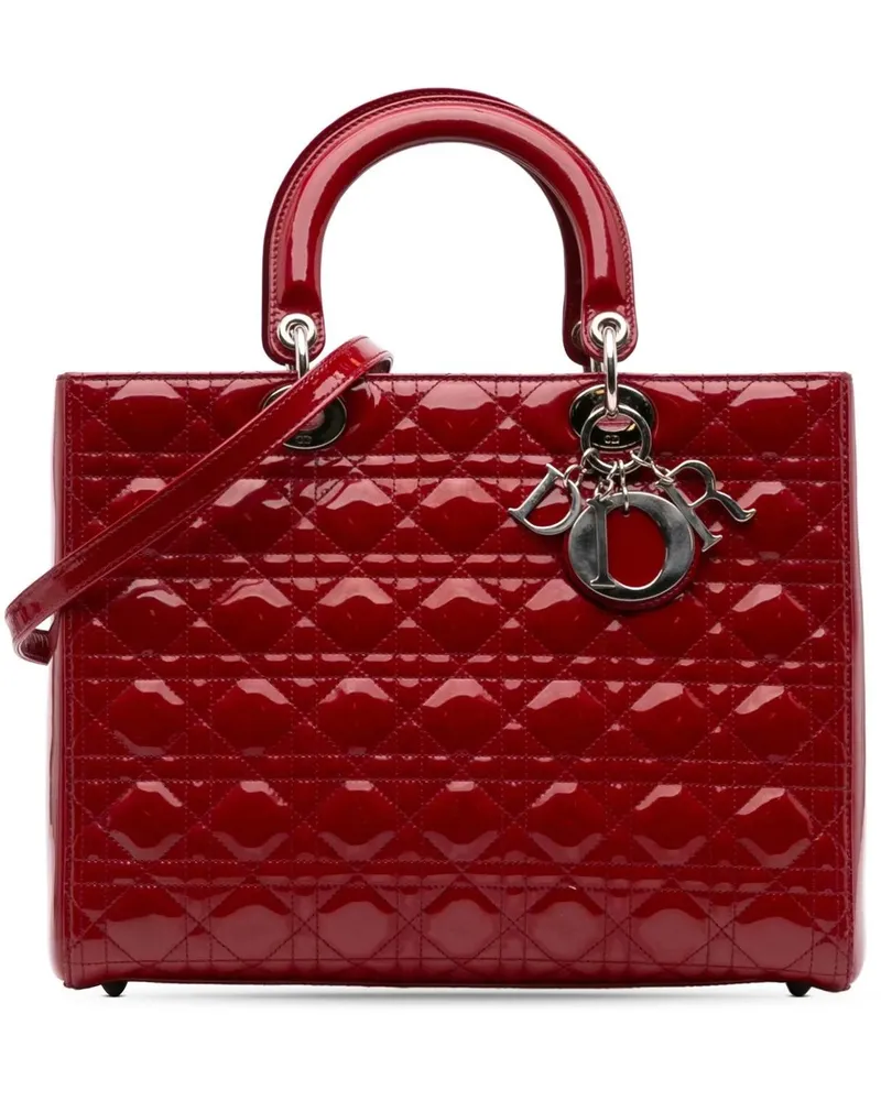 Dior Hobo Bags 2012 Large Patent Cannage Lady Dior rot Rot