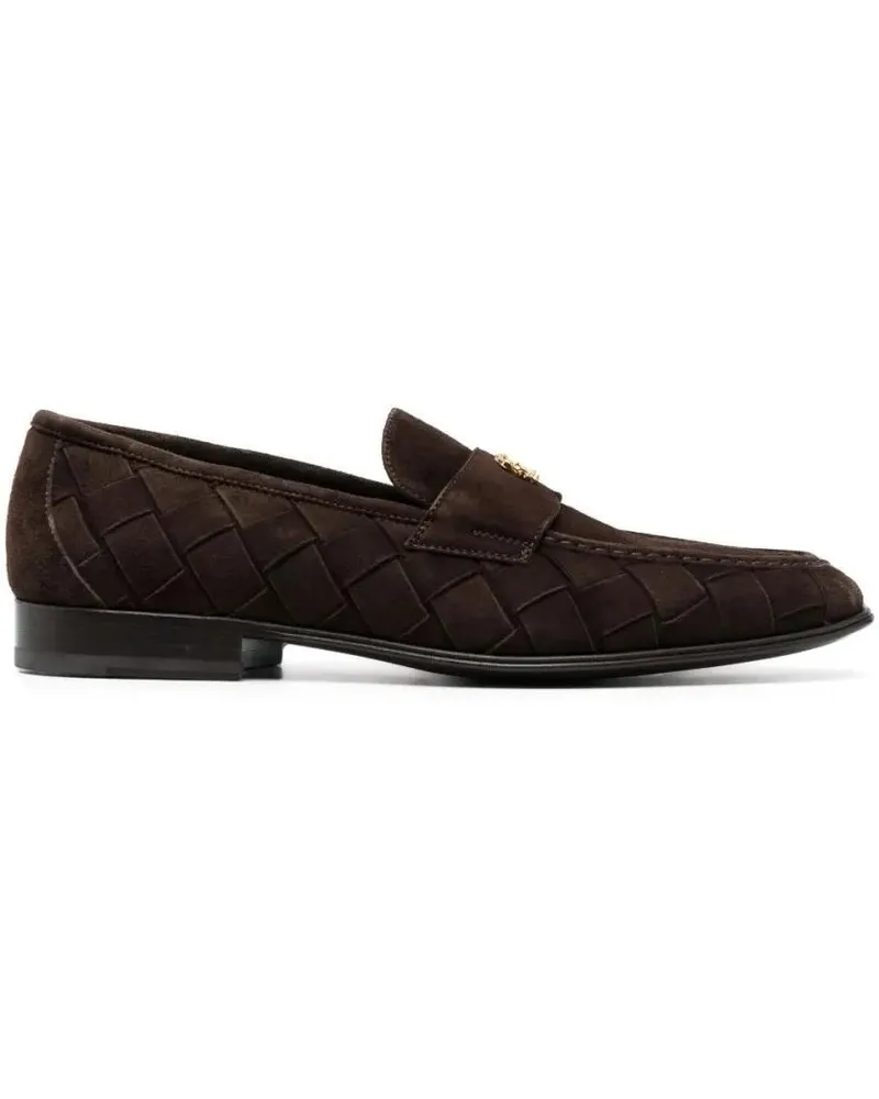 Roberto Cavalli Loafer Woven Suede Loafers With Subtle Emblem braun Braun