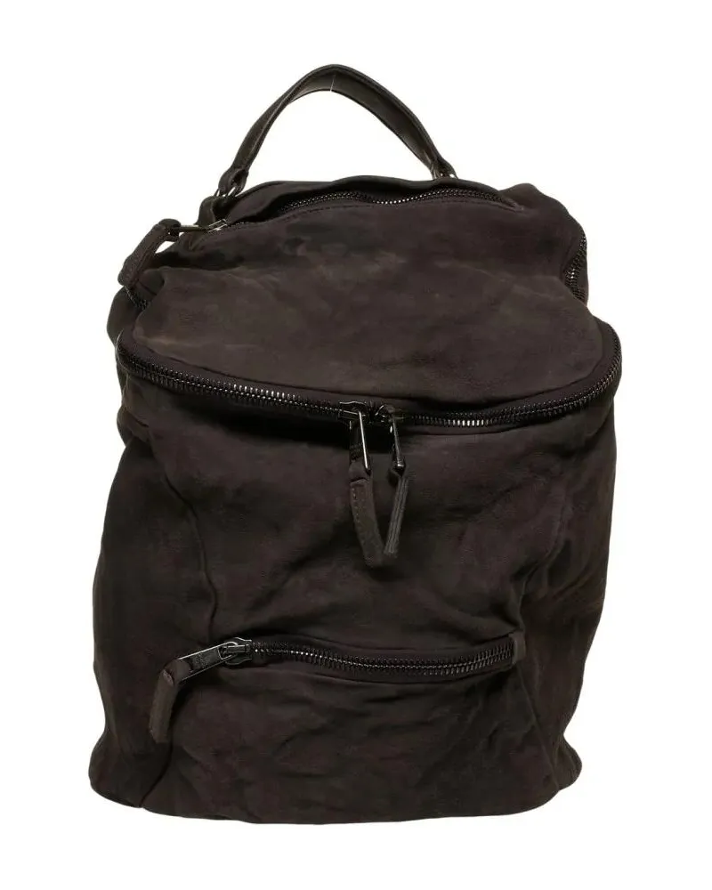 Giorgio Brato Rucksäcke Suede Backpack With Textured Finish And Refined Cr schwarz Schwarz