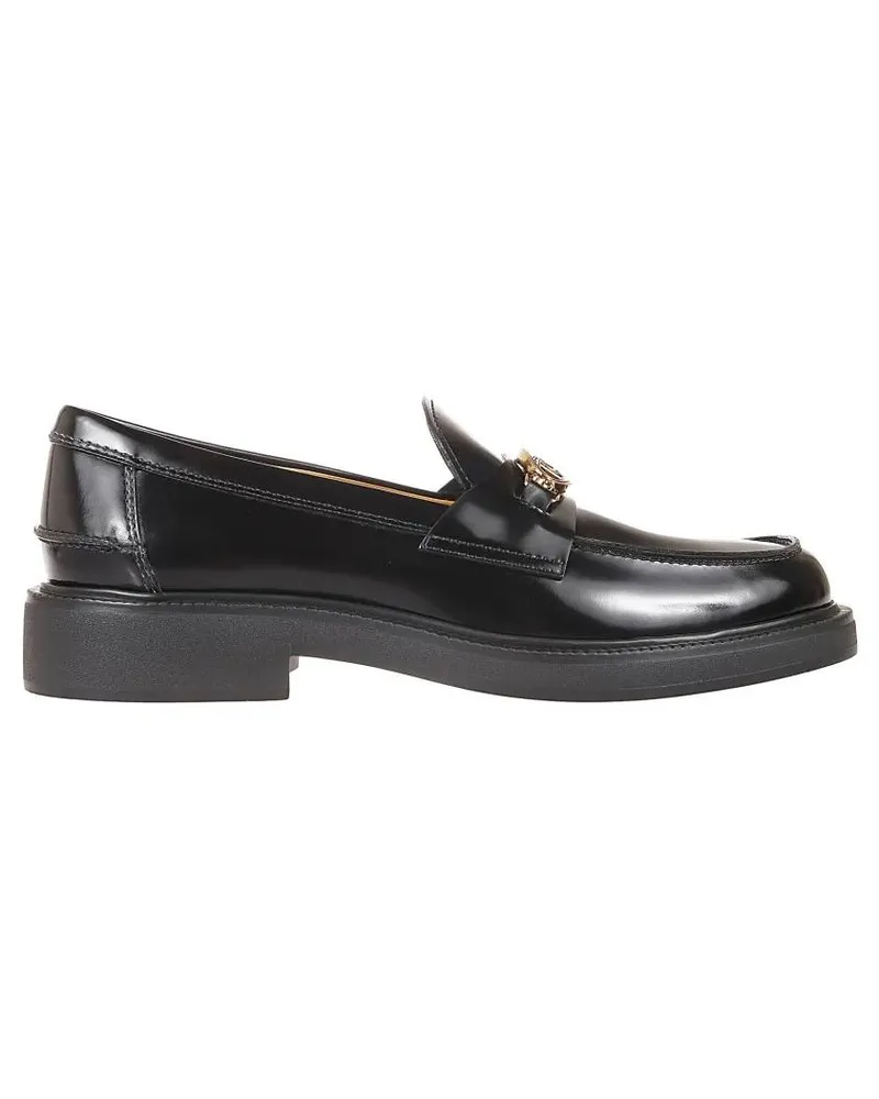 TOD'S Polished Leather Loafers With Decorative Emblem schwarz Schwarz