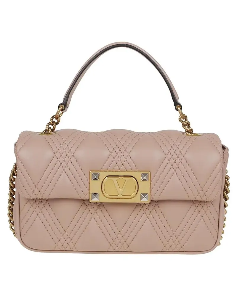 Valentino Garavani Hobo Bags Quilted Top Handle Shoulder Bag With Signature Vlo pink Rosa