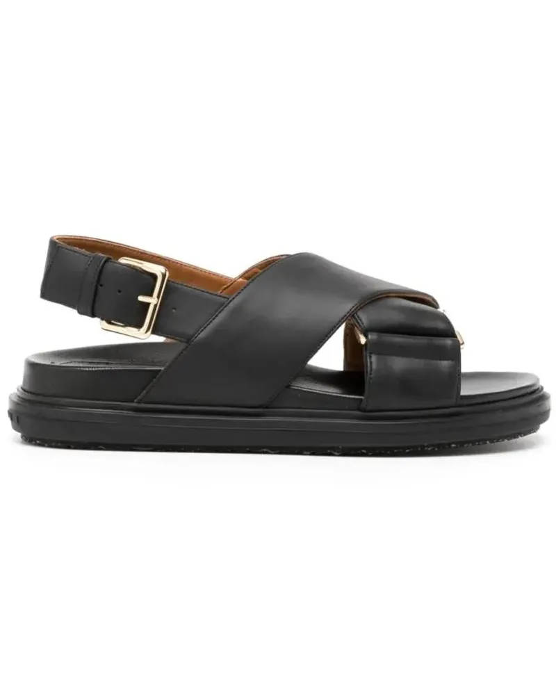 Marni Sandalen Cross-Strap Calf Leather Sandals schwarz Schwarz