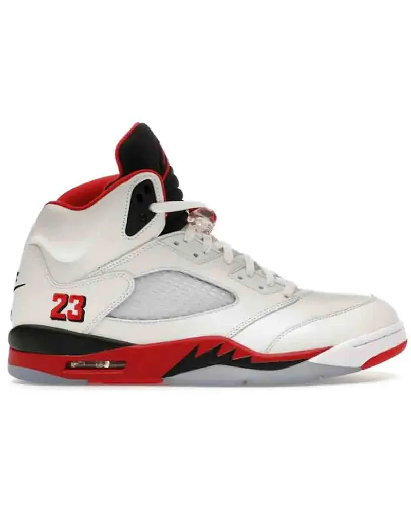 Nike Low-Top Sneaker Jordan 5 Retro Fire Red Black Tongue (2025) weiß Weiß