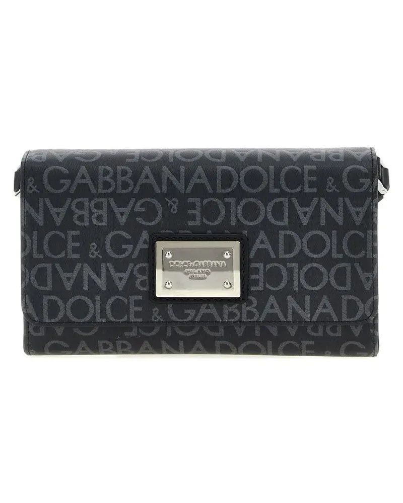 Dolce & Gabbana Hobo Bags Coated Jacquard Crossbody Bag schwarz Schwarz