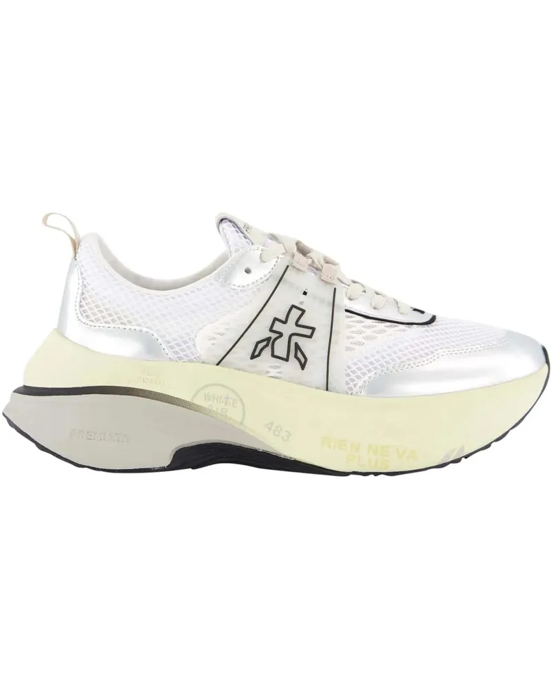 Premiata Low-Top Sneaker Dames Hill Sneaker Wit/Zilver weiß Weiß