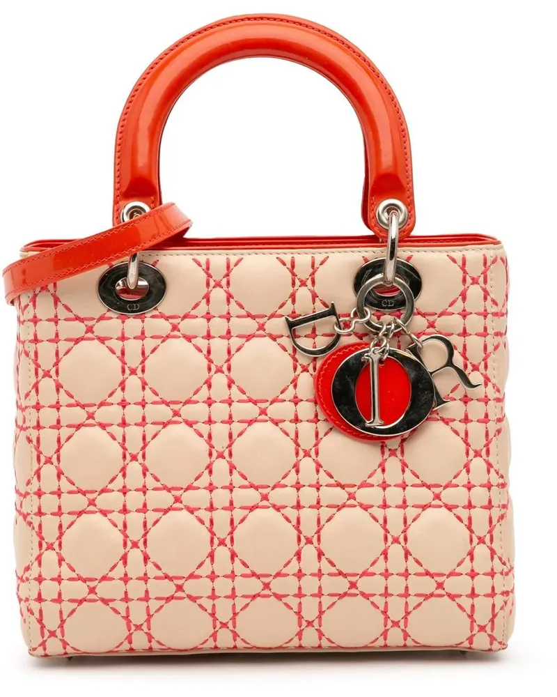 Dior Hobo Bags Medium Lambskin Cannage Stitched Lady Dior braun Braun