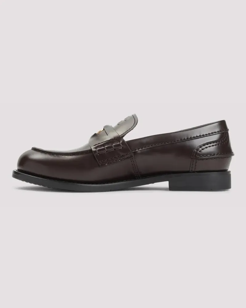 Miu Miu Moro Leather Loafers braun Braun