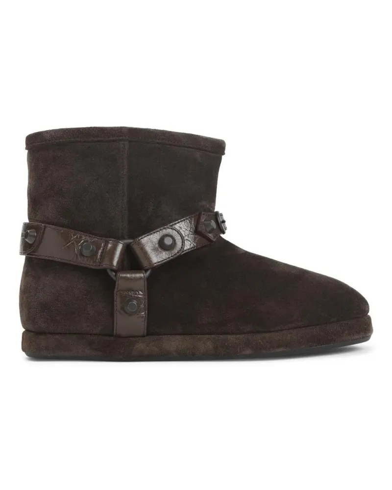 Balenciaga Stiefel Ankle-Length Dark Brown Suede Boots With Metal Stu schwarz Schwarz