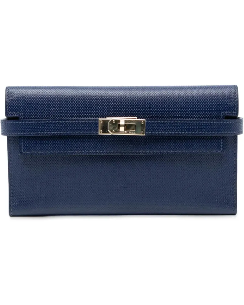Hermès Portemonnaie Grain dH Leather Kelly Longue Wallet blau Blau