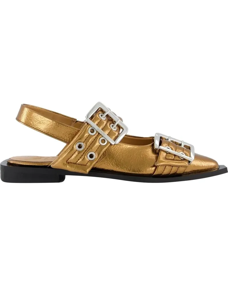 Ganni Hohe Schuhe Dames Chunky Buckle Ballerina Brons schwarz Schwarz
