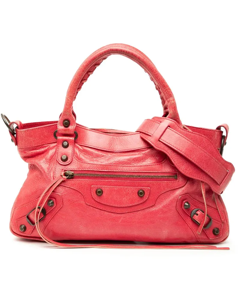 Balenciaga Hobo Bags Lambskin Motocross Classic First Satchel rot Rot