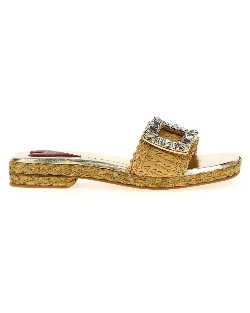 Roger Vivier Sandalen Raffia Jewel Sandals beige Beige
