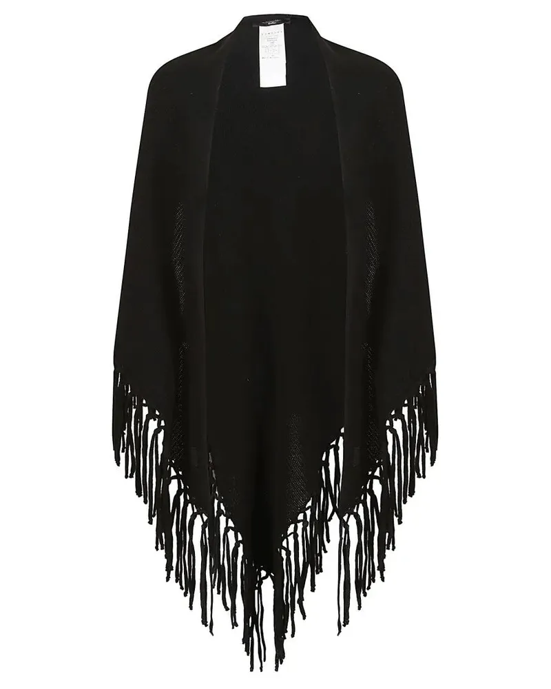 Max Mara Tücher & Schals Textured Knit Black Wool Scarf With Fringed Edges schwarz Schwarz