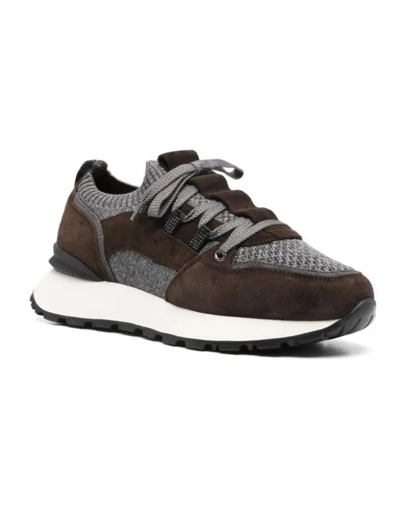 Doucal´s Low-Top Sneaker Leather-Trim Sneakers schwarz Schwarz