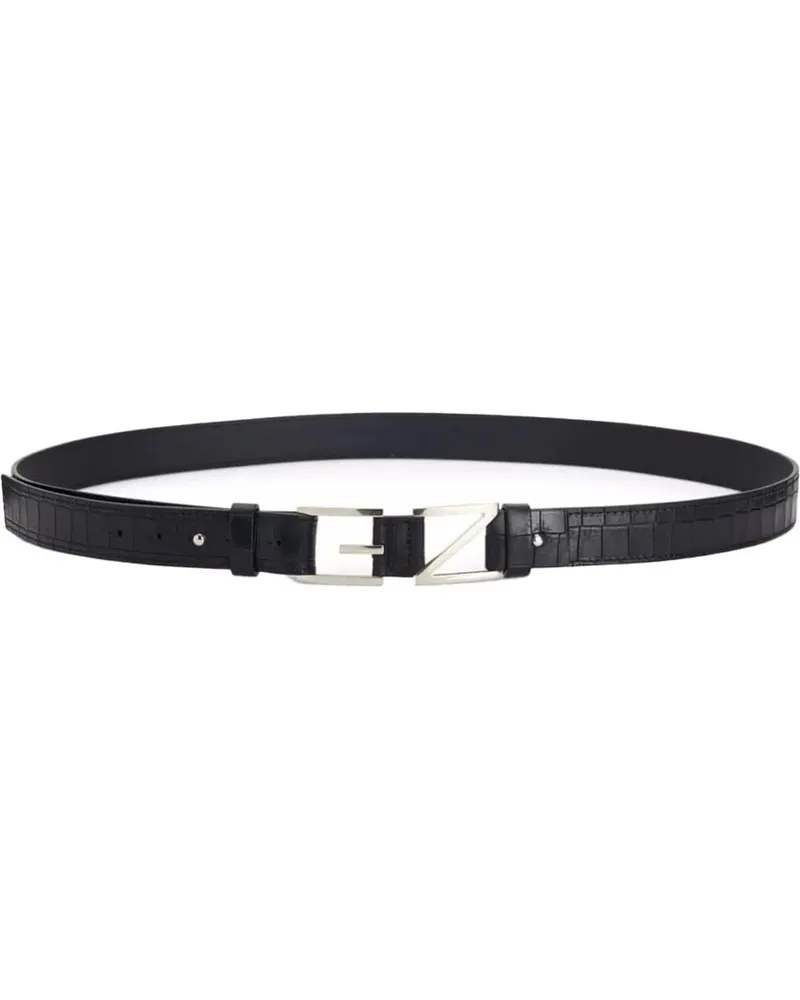 Giuseppe Zanotti Gürtel Croc-effect Gz Block Logo Belt schwarz Schwarz