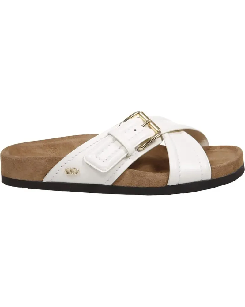 Valentino Garavani Sandalen Leather Flat Sandals weiß Weiß