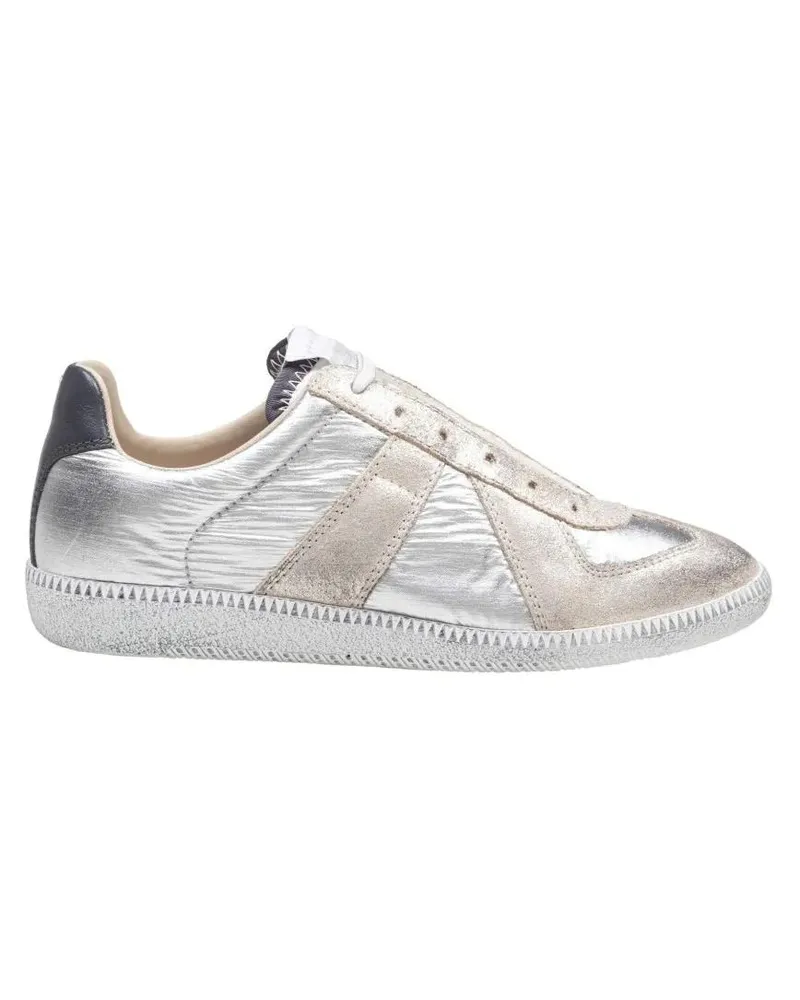 Maison Margiela Low-Top Sneaker Replica Sneakers In Metallic Leather And Suede weiß Weiß