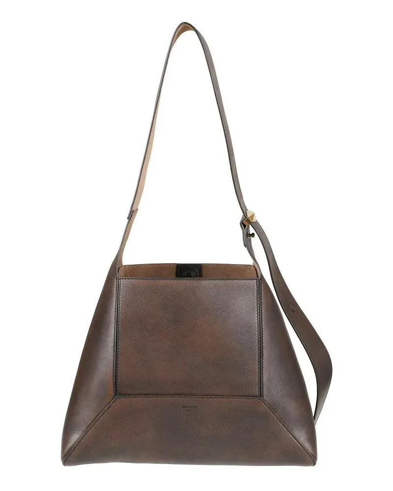 Jimmy Choo Hobo Bags Trapezoidal Brown Leather Handbag With Adjustable braun Braun