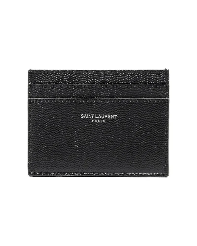 Saint Laurent Portemonnaies Logo Card Holder schwarz Schwarz