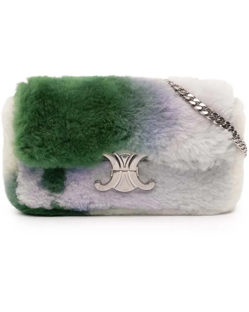 Celine Hobo Bags Shearling Triomphe Chain Shoulder Bag weiß Weiß