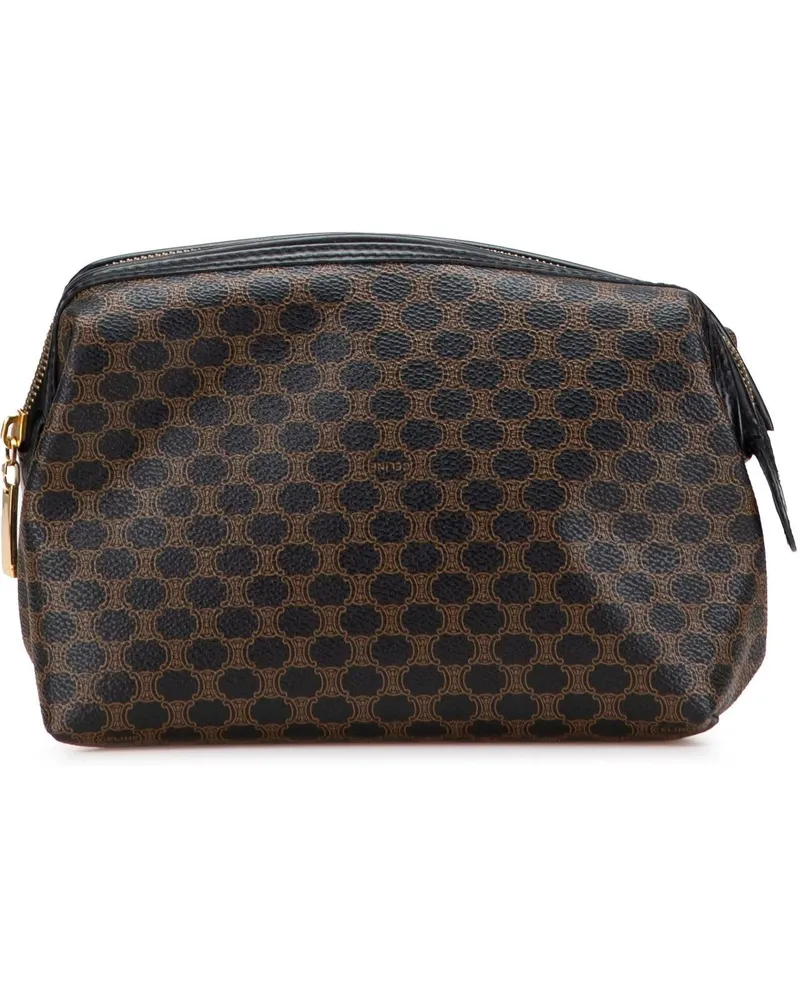Celine Kosmetiktaschen Macadam Coated Canvas Cosmetic Pouch braun Braun