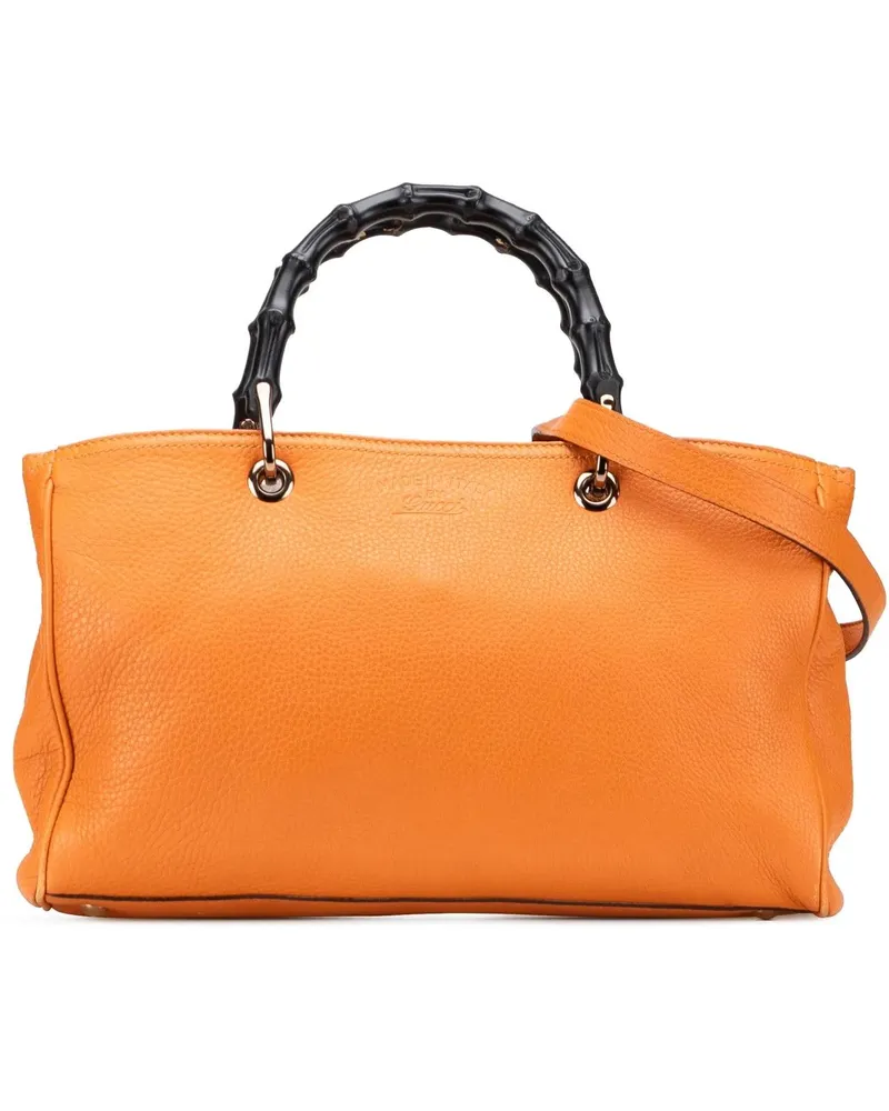 Gucci Hobo Bags Medium Calfskin Bamboo Shopper Satchel orange Orange