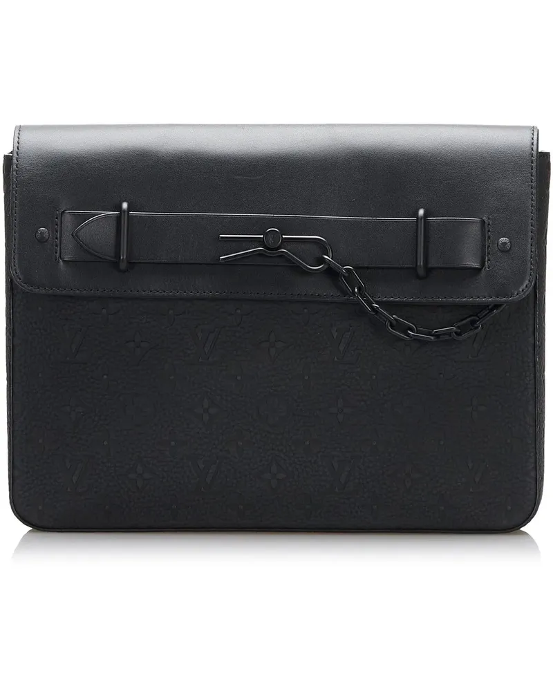 Louis Vuitton Clutches Monogram Taurillon Pochette Steamer schwarz Schwarz