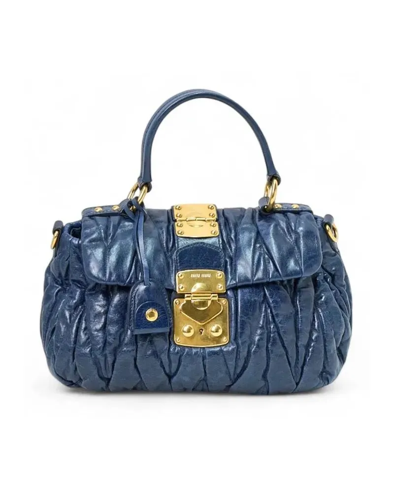 Miu Miu Crossbody Bags Small Blue Embossed Trunk blau Blau