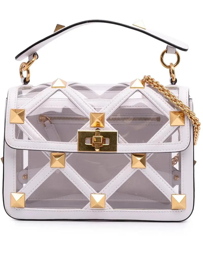 Valentino Garavani Hobo Bags Medium PVC Roman Stud Satchel weiß Weiß