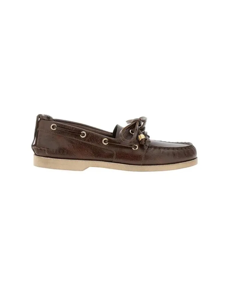 Golden Goose Leather Boat Loafer With Moccasin Toe braun Braun