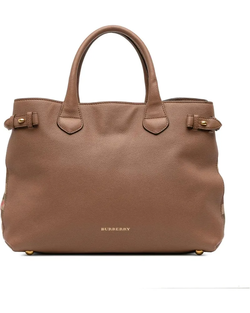 Burberry Hobo Bags Medium Leather and House Check Banner Satchel braun Braun