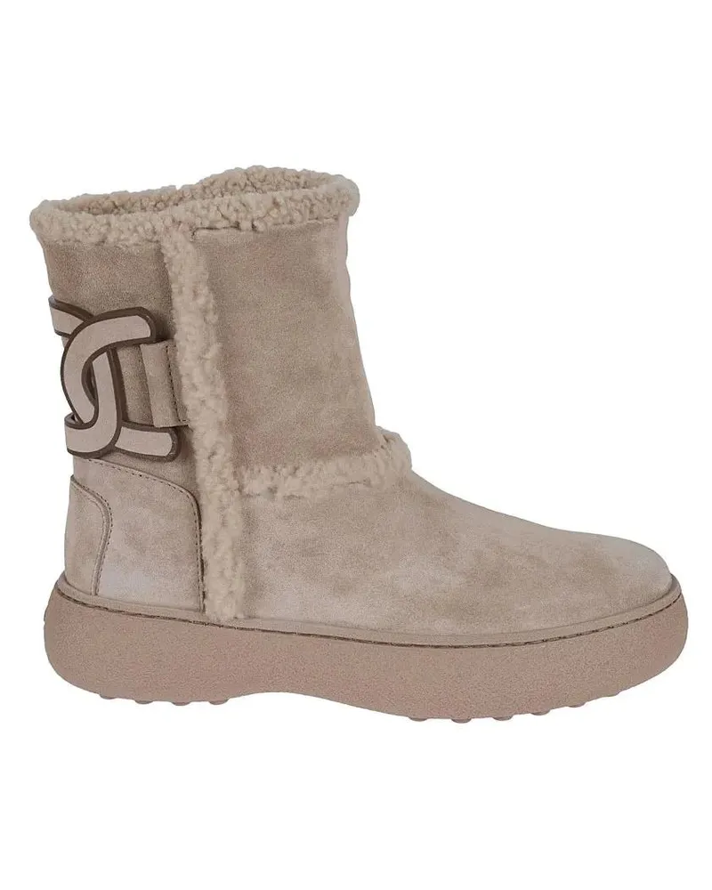 TOD'S Stiefel Suede Ankle Boots With Shearling Lining beige Beige