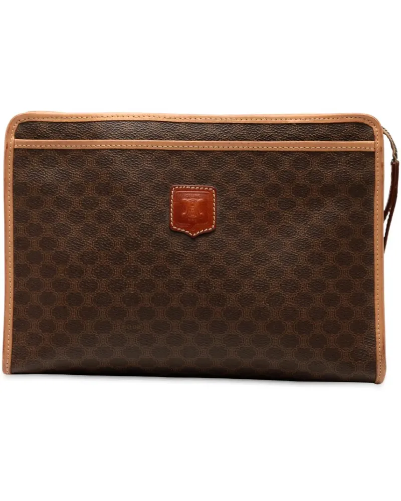 Celine Clutches Macadam Coated Canvas Clutch braun Braun