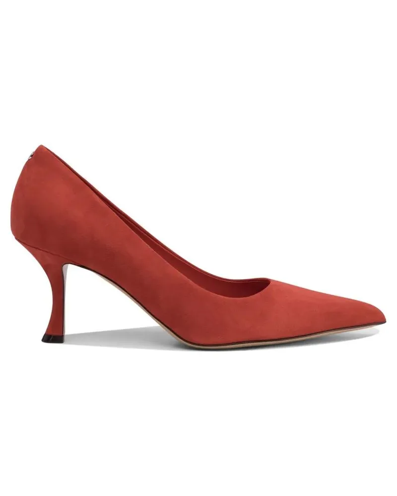 Ferragamo Hohe Schuhe Red Suede And Leather Pointed Toe Pumps rot Rot
