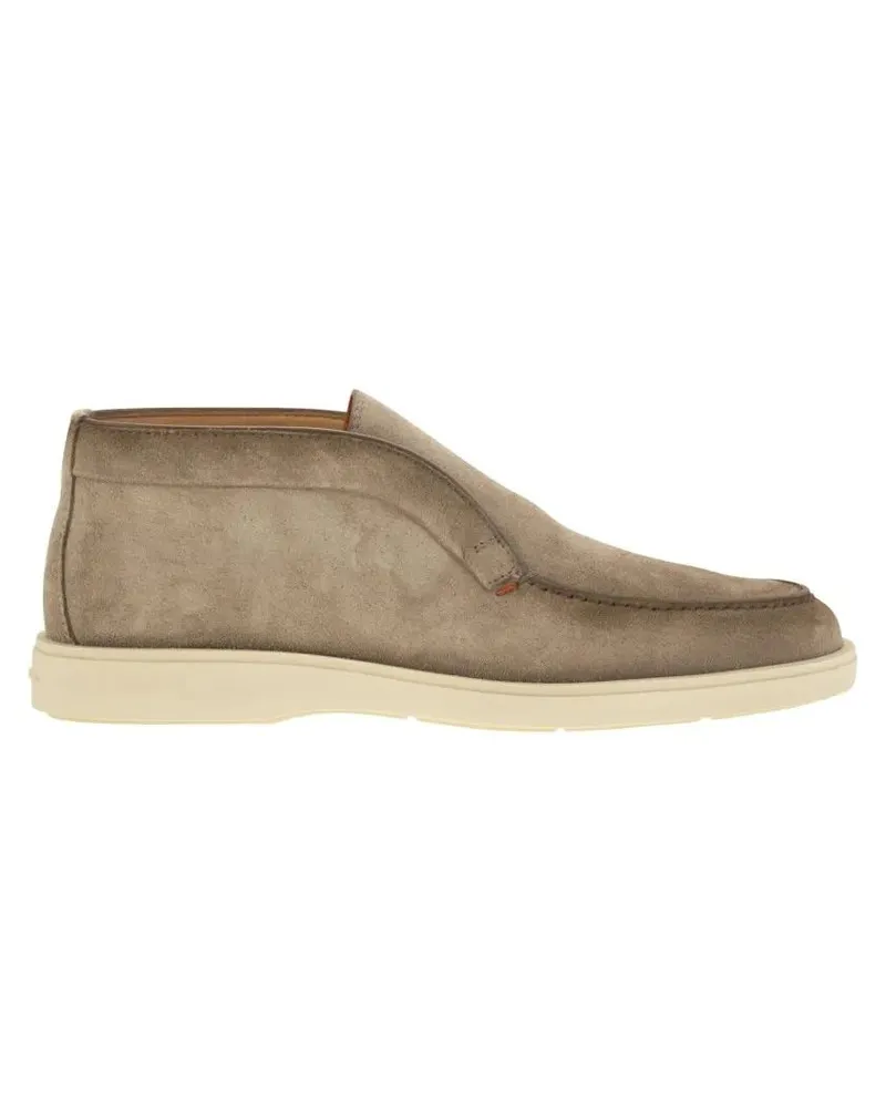 Santoni Stiefel Suede Desert Boot With Smooth Rubber Sole beige Beige