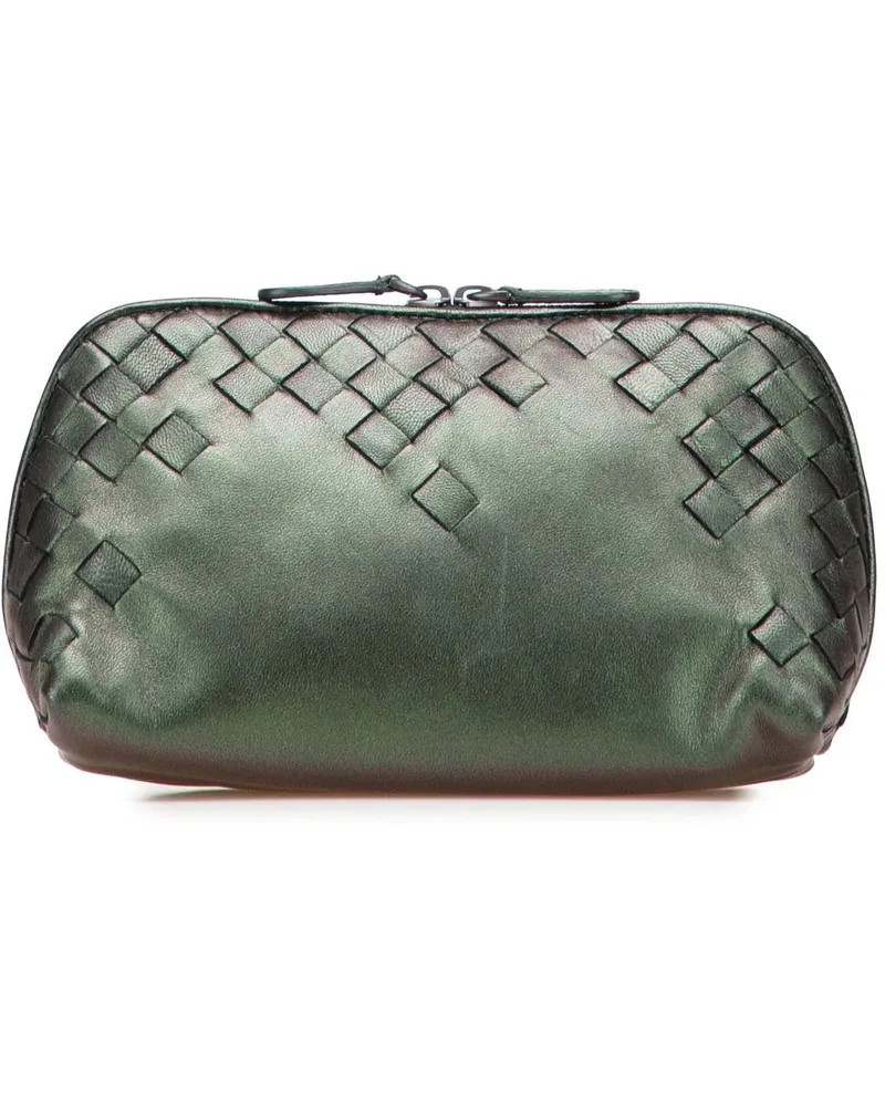 Bottega Veneta Kosmetiktaschen Small Nappa Intrecciato Iridescent Scarabee Cosmet grün Grün