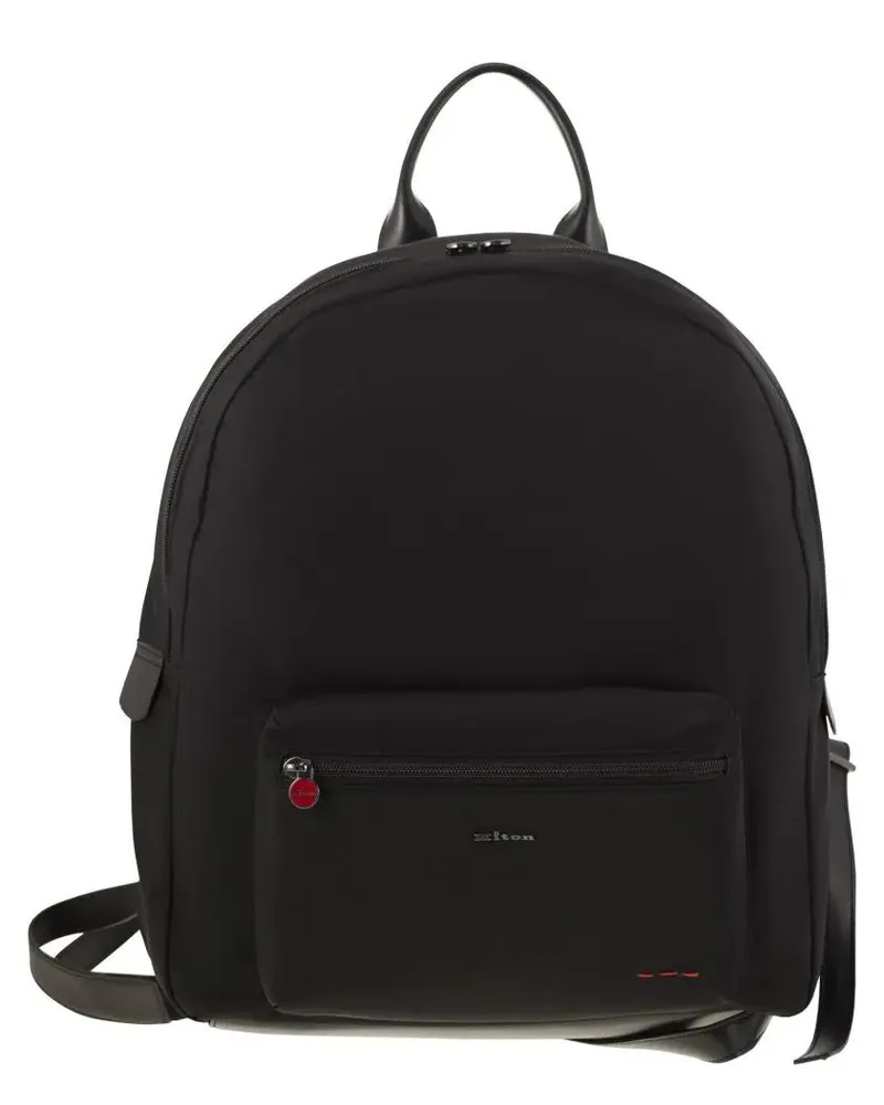Kiton Rucksäcke Technical Fabric Backpack With Logo schwarz Schwarz