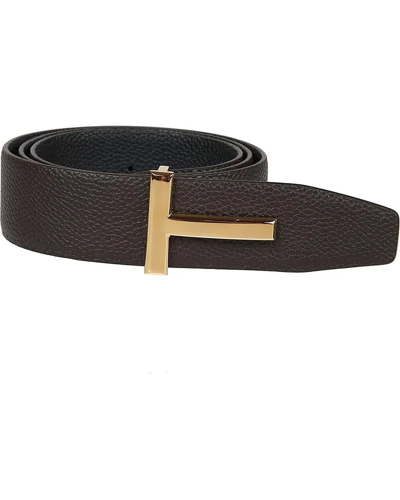 Tom Ford Gürtel Reversible Icon T-buckle Belt Brown braun Braun
